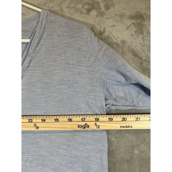 J Jill Linen Blend Cardigan Size Small Light Blue Knit Short Sleeve pockets - Picture 7 of 8
